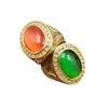 Anel de Pedra Jade Borda Verde Maçã Olho de Gato Anel Olho de Gato Laranja Anel Grande Joia Anel de Jade Anel