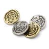 Botões Redondos de Coroa 18/23mm, Flat Metal, Costurados à Mão, Liga de Zinco, Botão de Pé Alto, Botão para Terno, Casaco