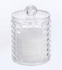 Hisopo de algodón con forma de diamante transparente, con cubierta de bambú, portátil, redondo, largo, combinado, caja de almacenamiento de algodón cosmético