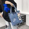Bolsa Transversal de Ombro Único para Aulas Suplementares 2022 Bolsa de Tecido para Estudante Grande Capacidade Uso Duplo Bolsa Fofa de Coelho Menina Cowboy