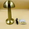 Lámpara de mesa pequeña de metal retro con forma de hongo, recargable por tacto, para hotel, cafetería, decoración del hogar, lámpara de mesa pequeña