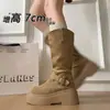 Hebilla de cinturón retro, botas de motocicleta para mujer, nueva colección otoño 2026, suela gruesa, tacón grueso, caña corta, botas tipo Martin, adelgazantes y que aumentan la altura, botas de montar