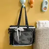 Bolsa Rosa Translúcida Mate con Brillo Fino, Adecuada para Chicas Estilo Anime, Se Puede Usar como Bolso Cruzado o de Hombro, Ideal para Estudiantes que Van a la Escuela, Tareas o Clases Extra