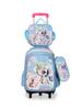 Nueva tela de nailon de cuero 3D para estudiantes de primaria, mochila infantil de tres piezas con asa telescópica, lonchera de comercio exterior, fábrica en stock