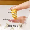Anillo Mariposa Flor Estilo Étnico de Moda, Elegante Oro de Arena Vietnamita Incrustado con Corona de Circonita Anillo Hueco para Dedo Índice Suministro de Joyería