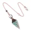 Suministro Transfronterizo Colgante Péndulo de Cristal de Color Rojo Antiguo Soporte de Flores Retro Resina Cónica Hexagonal Ágata Grava Péndulo
