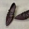 Versión de Cuero Suave~Zapatos de Salón Mary Jane de Punta Fina Estilo Retro Francés con Tacón Grueso de Corte Bajo para Mujer, Versátiles para el Trabajo, con Una Sola Correa, Tacones Altos