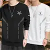 Sudadera para hombre, nuevo estilo primavera y otoño, cuello redondo, corte holgado, engrosada, top tipo jersey sin capucha, chaqueta de manga larga para hombre, versátil
