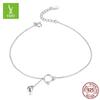 Dije plateado Nuevo gatito lindo Campana Tobillera de plata esterlina 925 chapada en platino tobillera de plata simple para damas SCT003