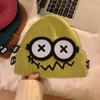 Bonito y Divertido Gorro de Lana Tejido para Mujer en Otoño e Invierno Nuevo Estilo Cálido Estudiante Pareja Gorro Baotou Gorro con Protección para las Orejas para Cabeza Grande