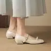 Sapatos Mary Jane Franceses 2026 Novo Estilo Salto Baixo Tira Laço Mocassins Femininos 33-43 Sapatos