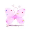 Asas de Borboleta conjunto de quatro peças fantasia de performance para menina adereços de performance asas de elfo anjo luminosas de camada dupla atacado