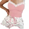 Nuevo Camisola Sexy de Encaje de Verano Transfronterizo para Mujer para Usar Ropa de Casa Delgada de Dos Piezas