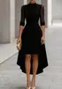 Vestido de Fiesta Elegante para Mujer, de Media Altura, Malla, Manga Media, Dobladillo Irregular, Comercio Exterior Transfronterizo Europeo y Americano 2026