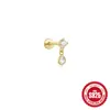 Plata de ley 925 estrella de cinco puntas Gota de agua Diamante cabeza plana perforación de rosca clavo de hueso de la oreja Europeo y Americano venta caliente elegantes pendientes de perla