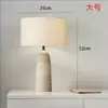 Série de Luminárias de Mesa com Cúpula de Tecido em Travertino, Luminária de Mesa Decorativa de Pedra de Luxo Leve, Estilo Designer Nórdico, Luminária Criativa Retro de Cabeceira