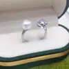 Anillo de Perla de Agua Dulce Natural, Diseño Simple, Anillo de Perla Cuadrado Redondo Geométrico de Zirconio, Joyería, Venta al por Mayor de Fuente Original