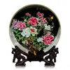 Cerámica de Jingdezhen Figura de Peonía Fugui y Pavo Real Plato Decorativo Artesanías Adornos para el Hogar Chino Sala de Estar Oficina