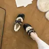 Zapatos Mary Jane de Estilo Coreano con Doble Hebilla Suave 2026 para Mujer con Punta Redonda, Suela Suave, Felpa Adentro, Cálidos, Corte Bajo, Zapatos de Piel con Piel