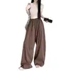 Pantalones anchos versátiles de estilo coreano para adelgazar con pliegues volantes, pantalones largos casuales, nueva colección de otoño, pantalones de aire curvos regulares