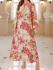 2026 Sitio Independiente Europeo y Americano Transfronterizo Amazon Vestido Largo de Otoño con Estampado Floral y Mangas Largas