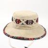 Estilo Étnico Sombrero de Pescador Algodón Bordado Dibujos Animados Cuerda Protector contra el Viento Sombrero Cubeta Lavado Sombrero de Pesca Sombrero de Sol Estilo Vaquero Occidental