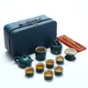 Juego de Té Kung Fu de Viaje Estilo Japonés Juego Pequeño para Uso en Casa Tetera Pequeña Taza de Té de Cerámica Bandeja de Té para Exteriores Bolsa Portátil