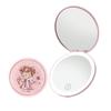Espejo de maquillaje LED transfronterizo, espejo de mano redondo de palma de doble cara con relleno de luz, espejo plegable con aumento de 2x, mini espejo de mano