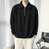 Suéter Polo de Media Cremallera para Hombre Otoño Marca Trendy Yipi Shuai Calle Frita Estilo Maduro Ligero Solapa Rayado