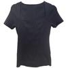 Ropa de Mujer Transfronteriza Estilo Nuevo de Principios de Primavera Estilo Francés Color Sólido Cuello Cuadrado Canalé Manga Corta Ajustado Suéter de Punto para Mujer