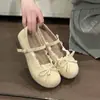 Zapatos Mary Jane Dulces y Versátiles con Lazo para Mujer, Nuevo Estilo Primavera 2026, Adecuados para Faldas, Boca Baja, Tacón Grueso, Zapatos de una Sola Correa