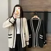 Suéter de punto tipo cárdigan chaqueta de moda universitaria casual holgado estilo coreano para mujer de otoño e invierno con bolsillos