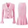 Vestido Otoño/Invierno 2025 con Cintura Ceñida, Mangas Acampanadas, Parte Superior de Punto + Vestido Traje de Cola de Pez, Estilo Largo para Otoño e Invierno