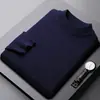 Suéter casual de cuello alto medio para hombre, nueva colección otoño/invierno 2026, color liso, capa base, suéter cálido para hombres de mediana edad