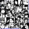 70 blanco y negro chicas japonesas diario difuso cuenta de mano pegatina material decoración guapo cuaderno pegatina pequeña linda cuenta de mano