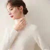 Suéter de Cashmere Baicai Rong com Gola Alta Feminino Outono Inverno 2026 Novo Slim Fit Cor Sólida Camada Interna Camisa Base de Tricô