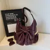 Bolsa de Hombro Grande con Lazo Grande y Ribete de Encaje Artístico Retro Transfronterizo, Bolsa Cruzada Casual de Gran Capacidad para Estudiantes y Viajeros