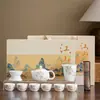 Tetera de Jade Blanco de Alta Gama Dehua Flor de Glicina Juego de Té Kung Fu Hogar Negocio Recepción Preparación de Té Set de Porcelana Blanca Cultural y Creativo