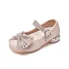 Zapatos de Niña Zapatos de Princesa Tacones Altos de Cristal 2024 Primavera y Otoño Nuevo Estilo Niña Suela Blanda Zapatos de Cuero Niños Bebé Zapatos Individuales