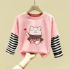 Blusa Patchwork Casual para Menina Roupas de Algodão Puro Infantil Novo Estilo Moda Tendência Manga Longa Primavera e Outono