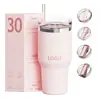 Vaso térmico para hielo de 40 oz transfronterizo, similar a Starbucks, taza de café aislada de acero inoxidable 304 de Amazon, vaso para coche con pajita