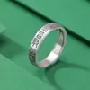 Anel de Prata S999.9 Puro Yilu Prata Velha Fosca Texto do Mantra de Nove Caracteres Chinês Simples Elegante Ajustável