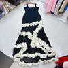 Nanyou Europeu, Americano e Australiano Nicho Vestido Longo Design Babado Gola Halter