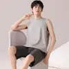 Puede ser enviado en nombre de otros: Pijama de Modal y Algodón para Hombre de Verano, Cuello Redondo, Shorts sin Mangas, Nuevo Estilo 2026, Ropa de Casa de Estilo Sencillo