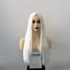 Peluca de Halloween Más Vendida en Aliexpress para Mujeres, Estilo Europeo y Americano, Cabello Largo Recto Blanco, Peluca de Cosplay Novia Vampiro