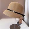 Sombrero con pantalla de lámpara y lazo simple para mujer, sombrero de verano con protector solar y etiqueta de metal, sombrero de lavabo, sombrero parasol para vacaciones en la playa
