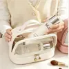 Nueva Bolsa de Maquillaje y Aseo Transparente Bolsa de Lavado de PU Portátil Impermeable de Gran Capacidad Bolsa de Almacenamiento Bolsa Cosmética de Retazos de PVC