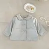 Chaqueta cárdigan para bebé niña 2026 Primavera Nuevo estilo Clase a Bebé Camisa de doble botonadura Top con cuello de muñeca para niña