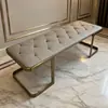 Banqueta de Pie de Cama de Lujo Ligero Estilo Italiano, Banco para Dormitorio del Hogar, Banco Largo, Banco para Cambiarse los Zapatos en el Vestidor, Banco de Piel de Gama Alta para Descanso