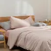 Serie de Fundas de Edredón de una Pieza Tamaño Matrimonial, Algodón 100% Puro, Estilo Japonés, Color Sólido Tejido, Algodón Lavado, Agradable para la Piel y Suave